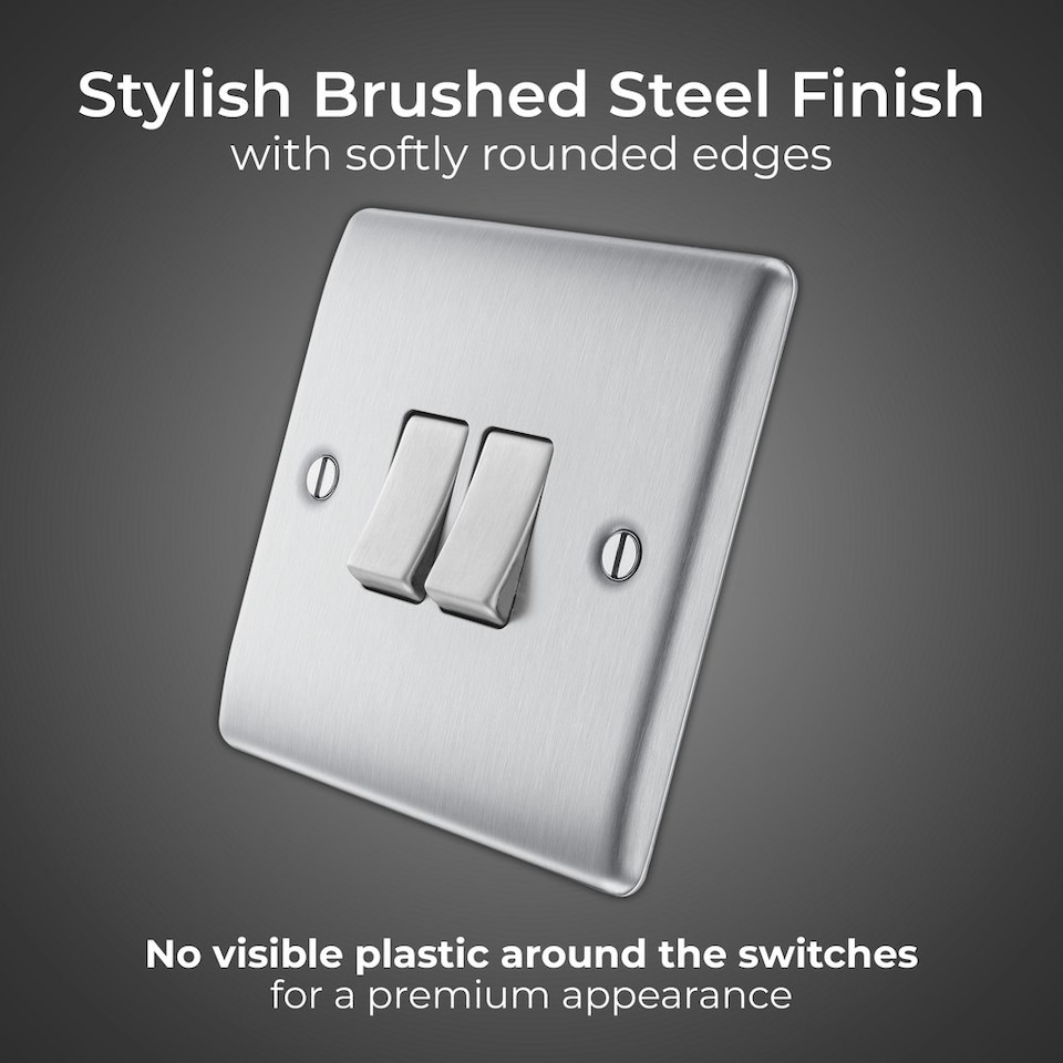 image 1 of BG Nexus Metal 20A Double Wall Light Switch, 2 Way, Brushed Steel