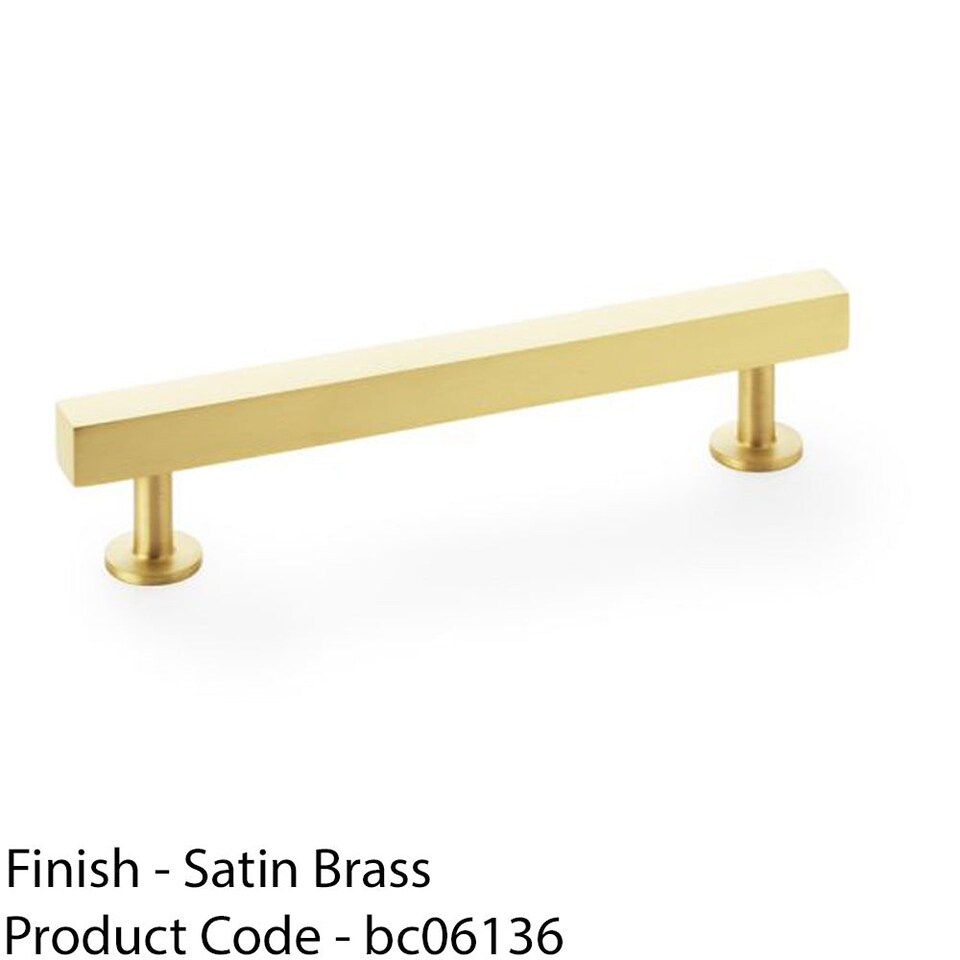 image 1 of Straight Square Bar Pull Handle - Satin Brass 128mm Centres SOLID BRASS Drawer