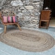 image 1 of CHAKKAR DARK Stripe Oval Beige Black Rug - Jute - L120 x W180 - Beige/Black Black