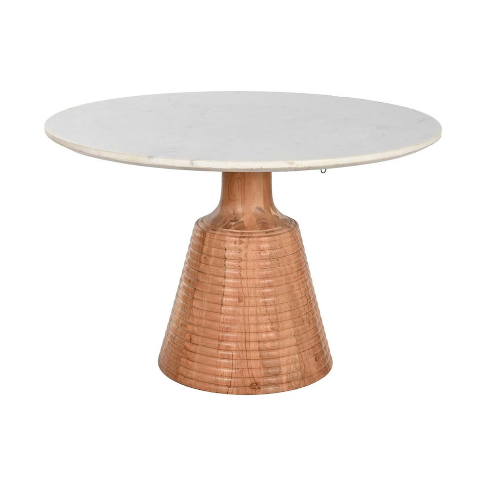 image 1 of Dining Table Home ESPRIT White Natural Marble Acacia 115 x 115 x 76 cm