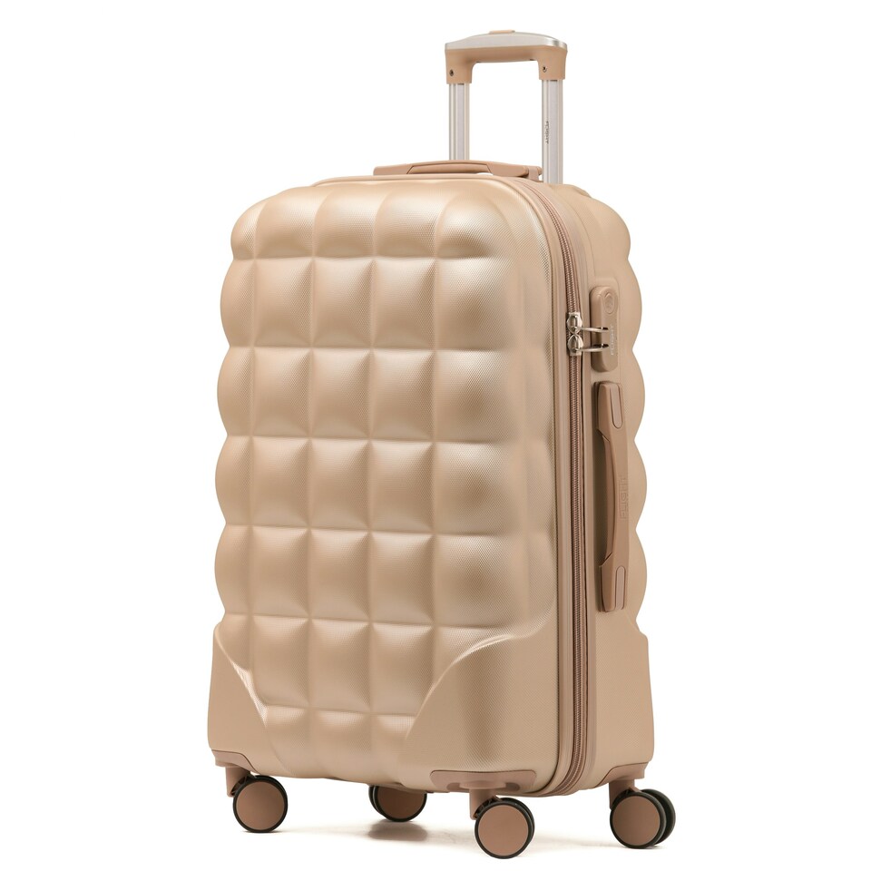 image 1 of Flight Knight Bubble Suitcase Ryanair easyJet Jet2 Approved 8 Wheel Hardcase Suitcases Cabin or Medium & Large Check-in Sizes | Cream | Champagne | Medium