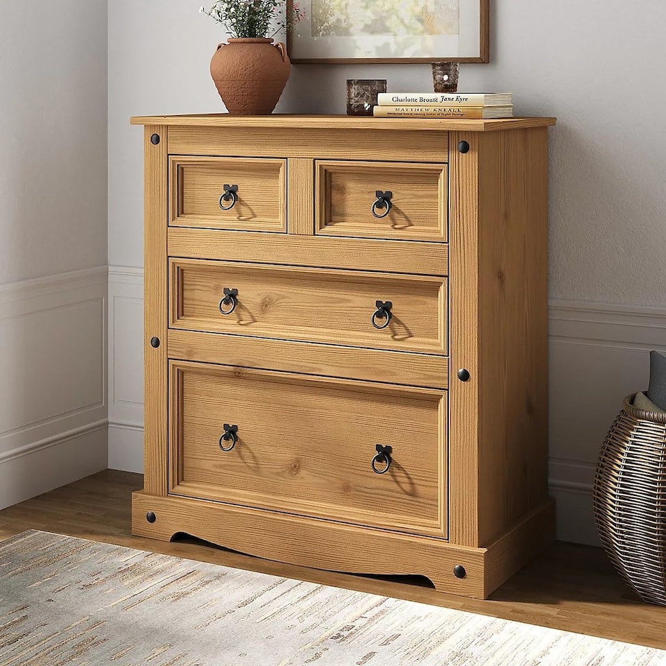 image 1 of Corona 4 Drawer Chest of Drawers 2 + 2 Solid Mexican Pine
