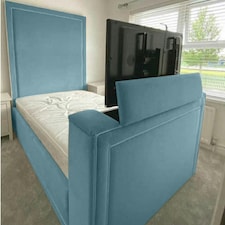 Loxie Plush Duck Egg Double TV Bed Frame - Duck Egg
