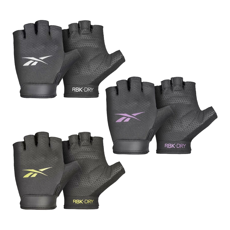 image 1 of Reebok Fitness Gloves — Speedwick Lycra with Padded Amara Palm (Black, S) | Black | Black | S