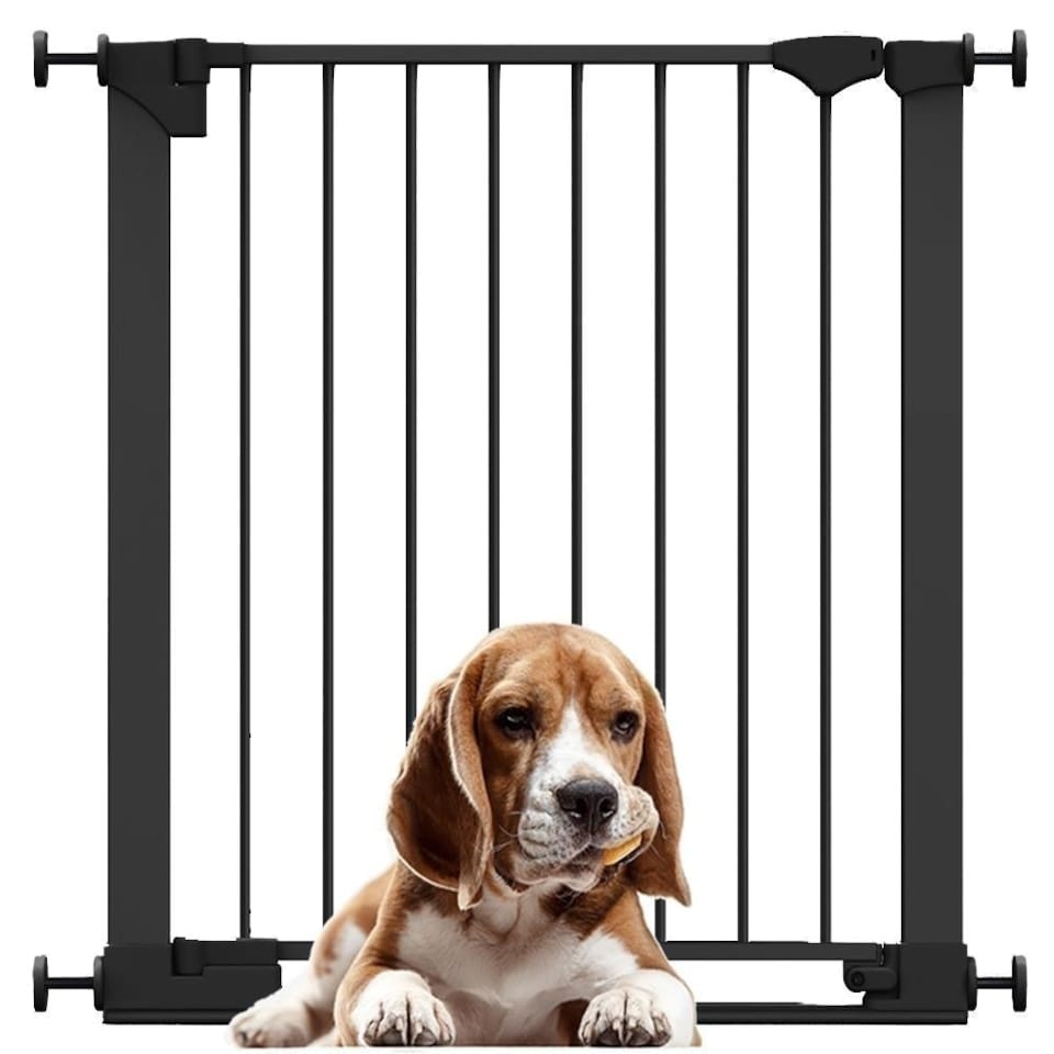 image 1 of Bettacare SafeStep Dog Gate, Black, 75cm - 82cm, Extra Low Walkthrough, Pressure Fit Safety Gate, Pet Gate for Stairs and Doors