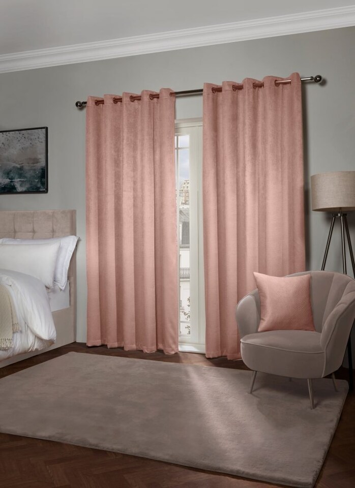 image 1 of Metro Thermal Blackout Eyelet Curtains 168cm x 183cm Blush Pink | Pink | Pink