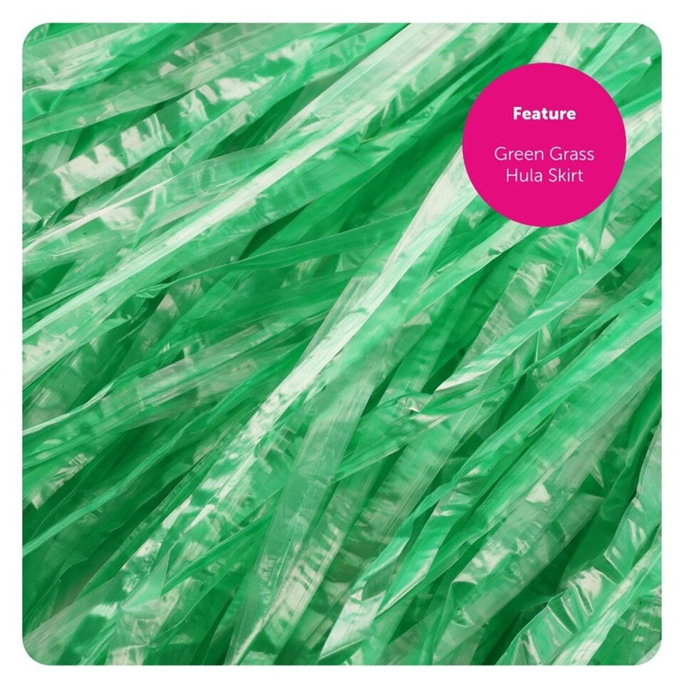 image 1 of Pack of 2 80cm Hawaiian Long Green Hula Skirt & Lei | Green | One Size