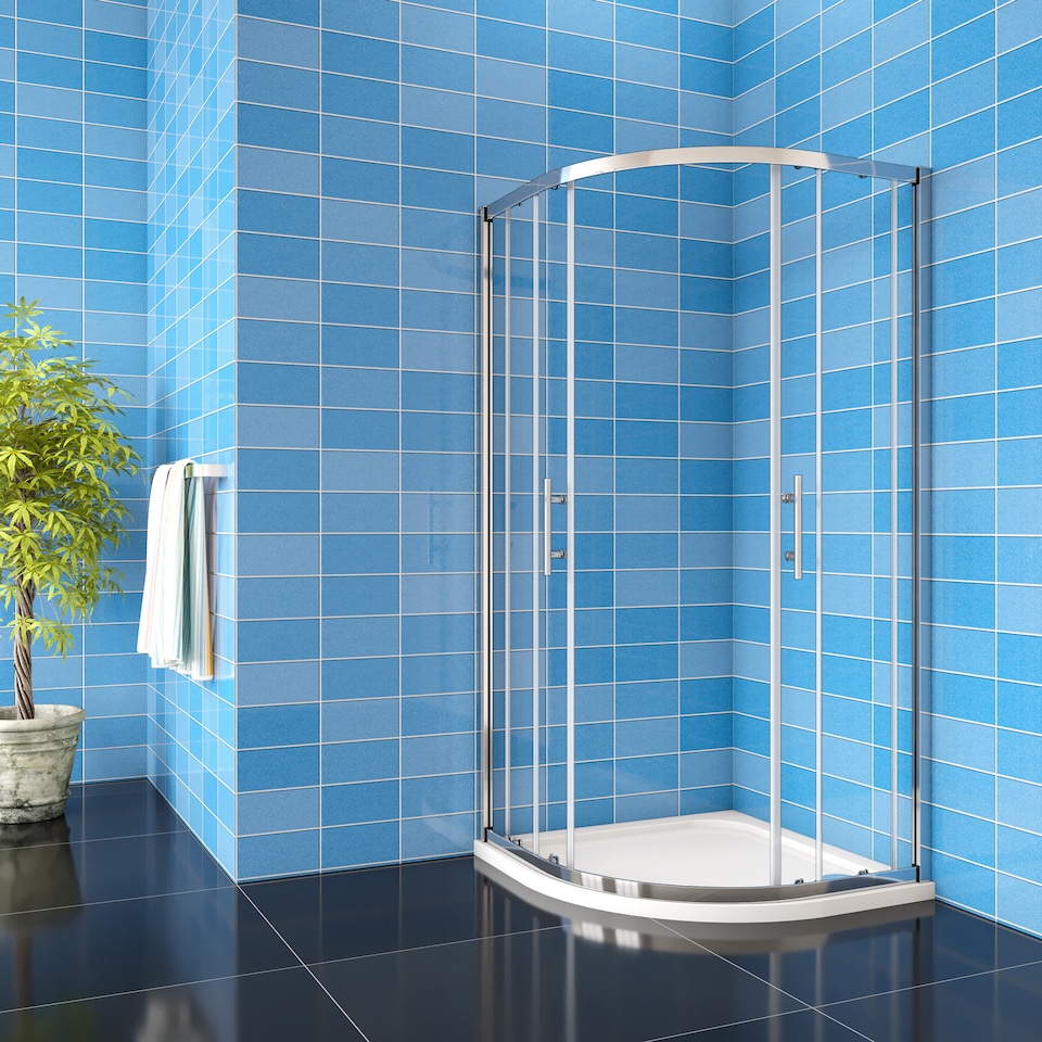 image 1 of Aica Bathrooms 800x800x1850mm Quadrant Shower Enclosure Walk In Corner Cubicle Glass Screen Door | Chrome