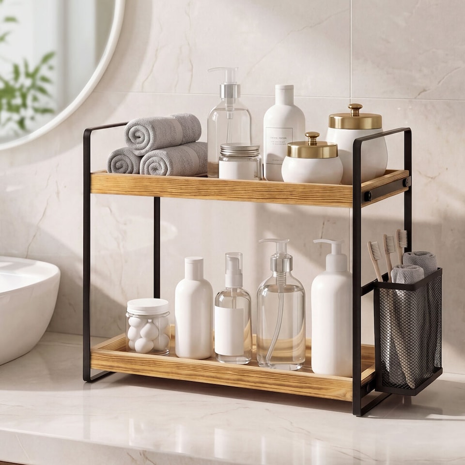 image 1 of Levede Bathroom Organiser Countertop 2 Tier Perfume Skincare Storage Shelf