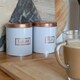 image 7 of Harbour Housewares 3pc Round Metal Tea Coffee Sugar Canister Set - White/Copper