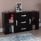 image 6 of Vida Designs Astro 2 Door 3 Drawer LED Sideboard Buffet Cabinet Storage, Black | Black | 1