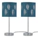 image 1 of First Choice Lighting Set of 2 Chrome Touch Operated Table Lamps with Teal Fern Shades Chrome | Green