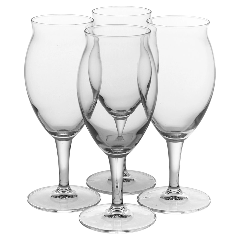 image 1 of 410ml Stemmed Beer Drinking Glasses Lager Stout Porter Bar Glass Goblets | Clear | Clear | Set of 4 | 4