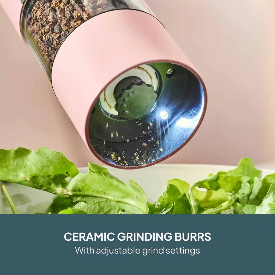 image 1 of Cooks Professional Rechargeable Salt and Pepper Mill Set with Bamboo Base