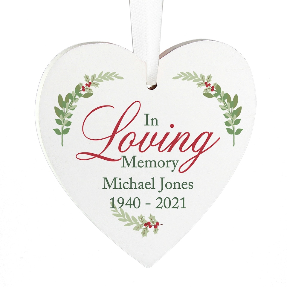image 1 of Personalised In Loving Memory Wooden Heart Decoration