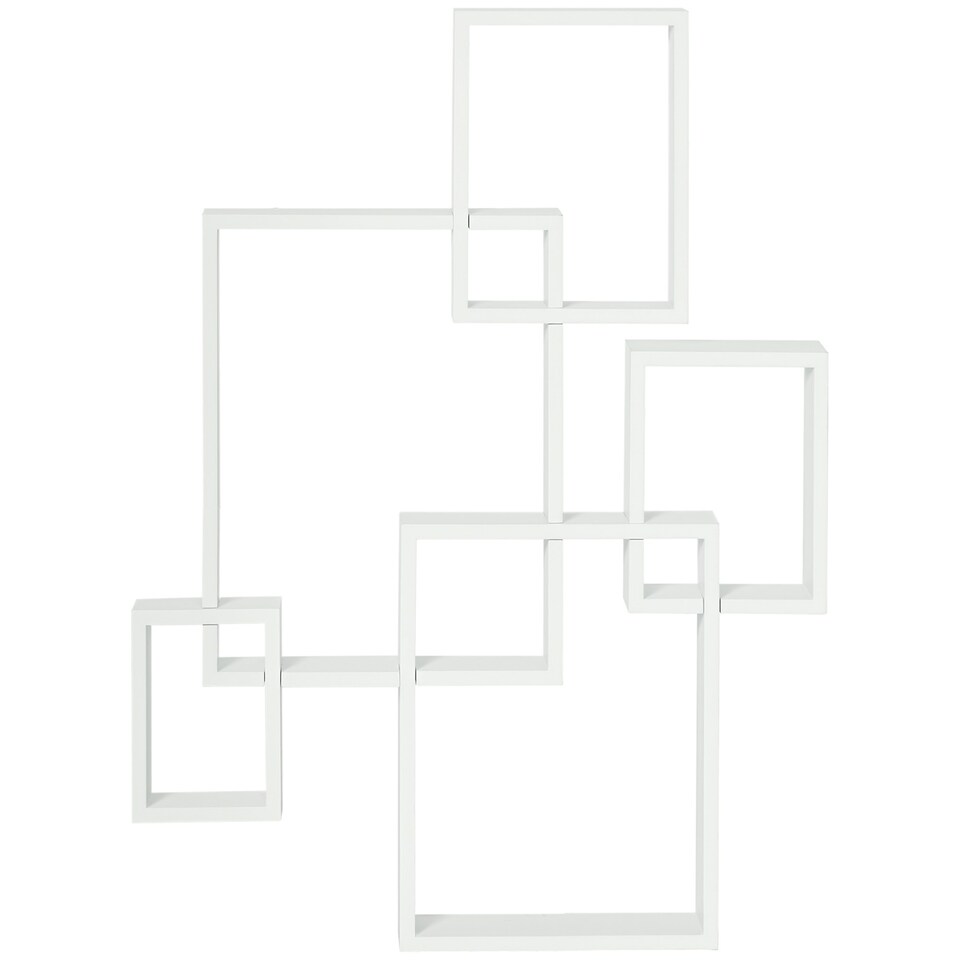 image 1 of HOMCOM Floating Shelves, Interlocking Cube Shelves for Decoration, White