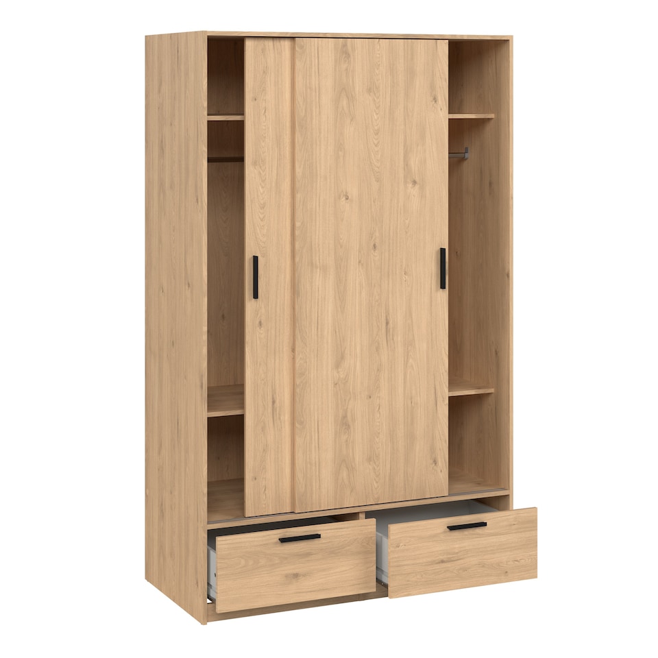 image 1 of Line Wardrobe with 2 Doors 2 Drawers in Jackson Hickory Oak
