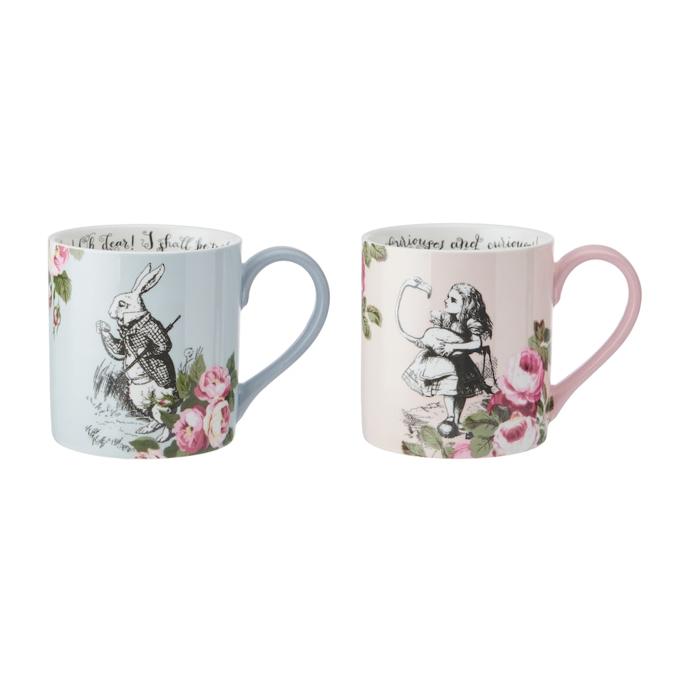 image 1 of Mikasa Alice in Wonderland Mug Set Bone China 380ml Set of 2 | Multi | 2