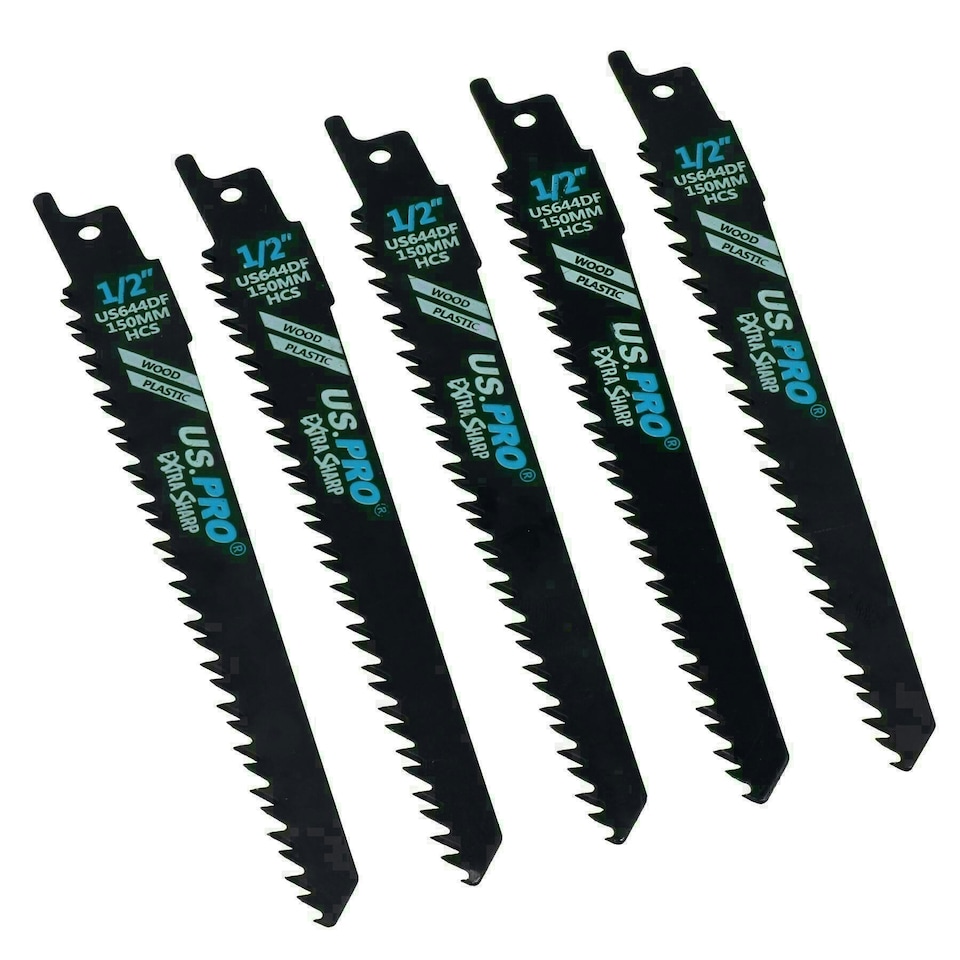 image 1 of 150mm Reciprocating Saw Blade 5 TPI Cutting Wood Plastic Sharp Fast Cut 5pk