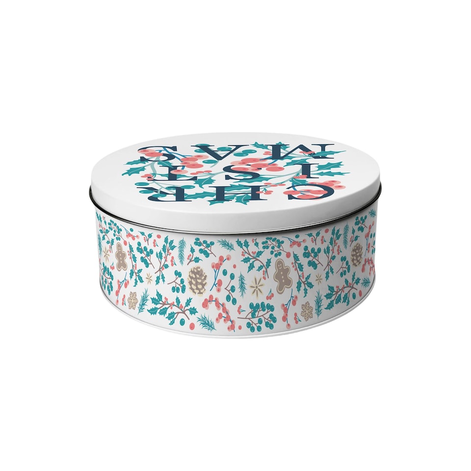 image 1 of Holly Tangle Round Christmas Cake Tin