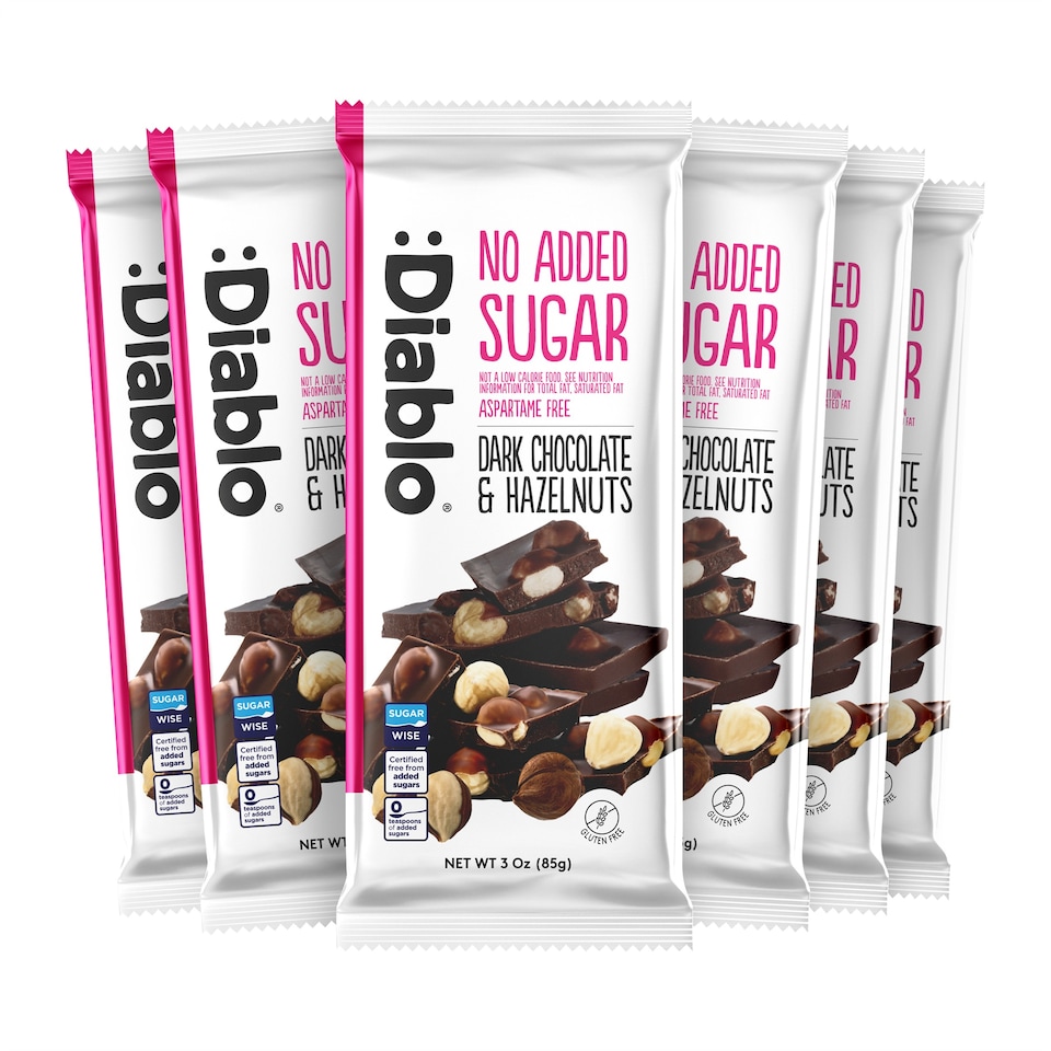 image 1 of Diablo No Added Sugar Dark Chocolate and Hazelnut Bar 85g 6 Pack