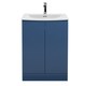 image 1 of Balterley Mavesyn Contemporary 2 Door Floor Standing Vanity Unit with Curved Basin, Dark Blue, 600mm