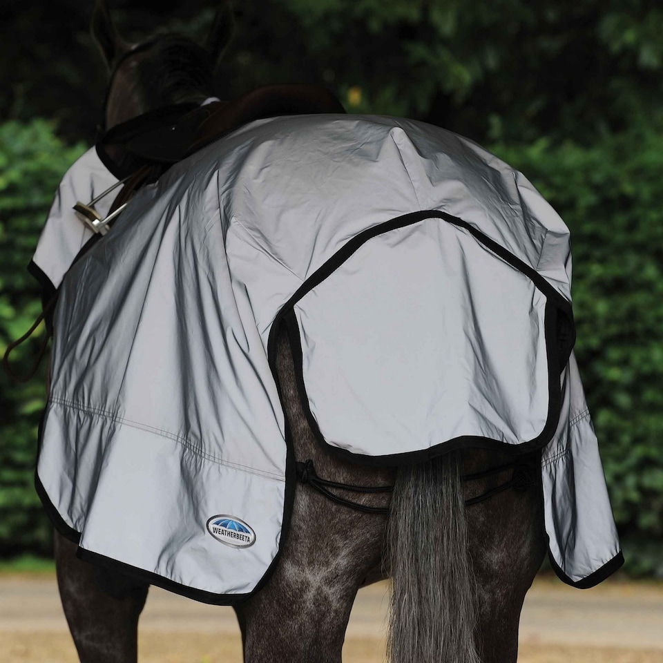 image 1 of Weatherbeeta Reflective Wrap Around Horse Exercise Sheet | Silver | Silver/Black | S | 1