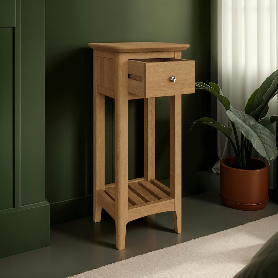image 1 of Newark Ash 1 Drawer Telephone Table Brown