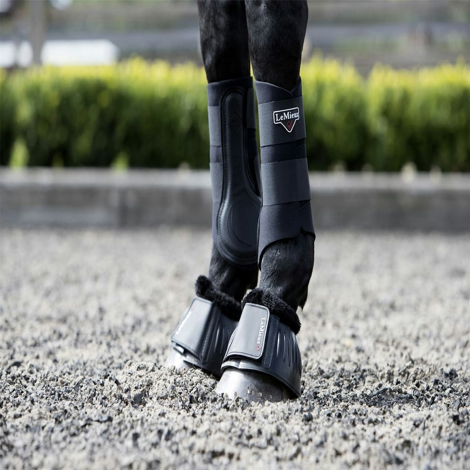image 1 of LeMieux Rubber Bell Boots with Fleece Black | Large