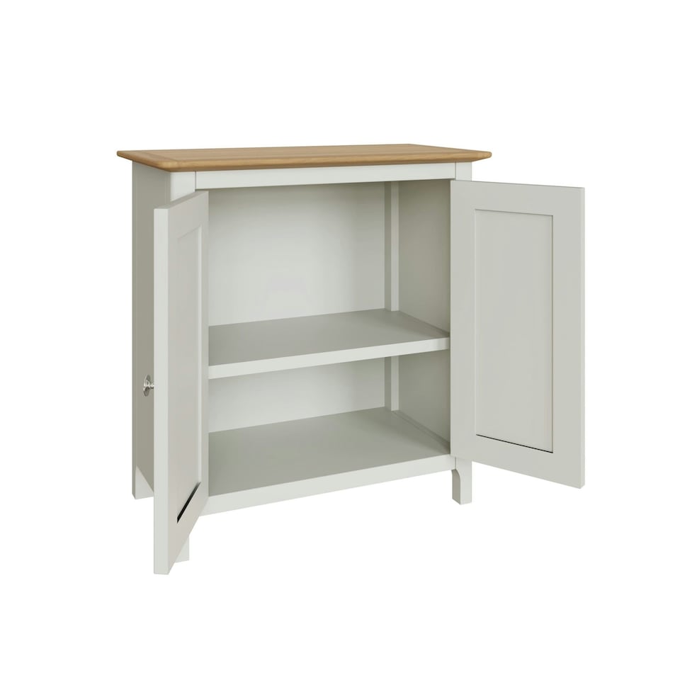 image 1 of Taberno Oak 2 Door Compact Sideboard Linen White White