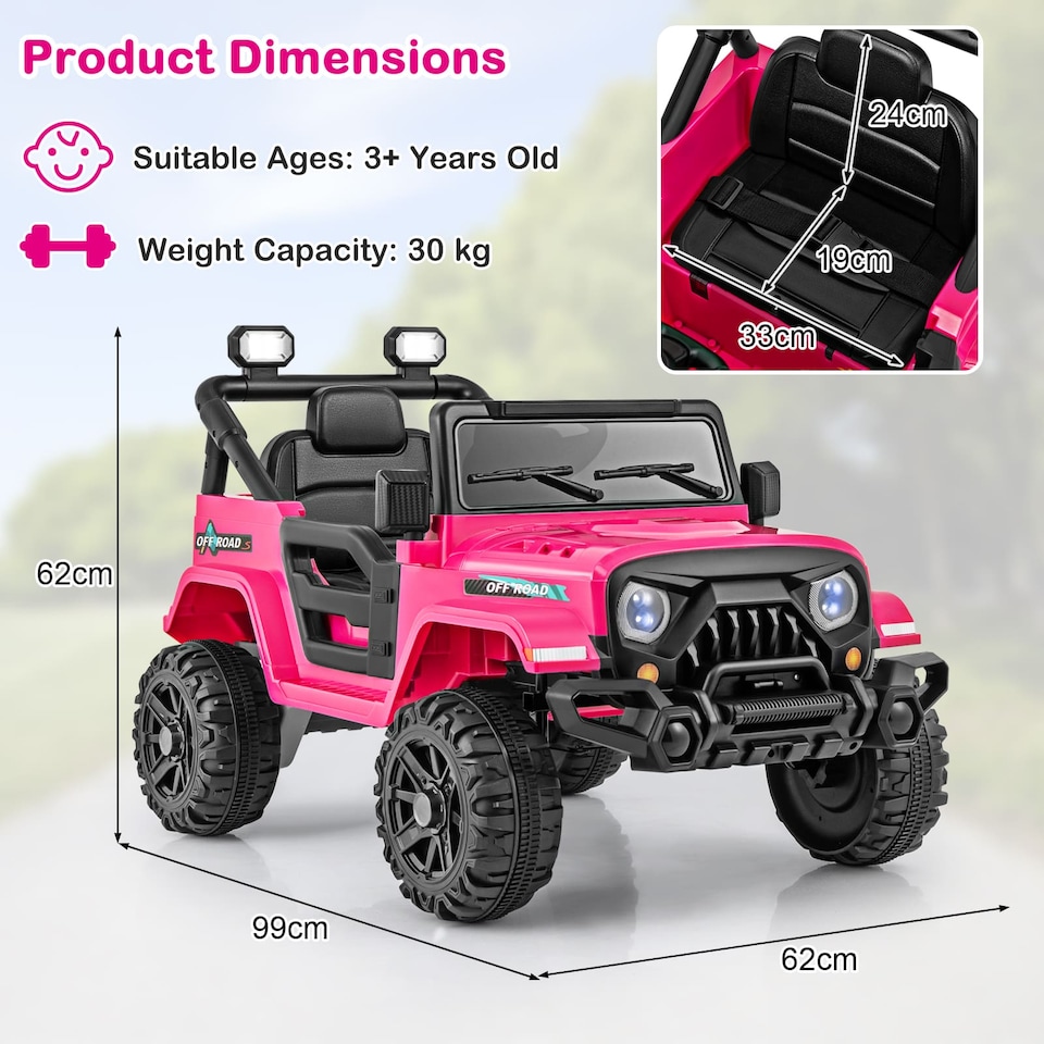 image 1 of COSTWAY 12V Kids Battery Powered Toy Vehicle Ride Pink