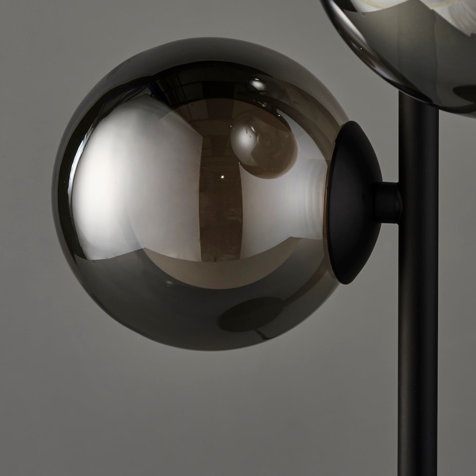image 1 of Cole - Black with Smoke Glass Globes 3 Light Table Lamp