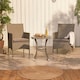 image 2 of VonHaus 3 Piece Rattan Garden Bistro Table and Chairs Set for 2