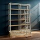 image 1 of Display Unit With Moveable Ladder,Shelf Unit With Storage Drawers,Wall Shelving Unit,Pine Wood Bookcase Brown
