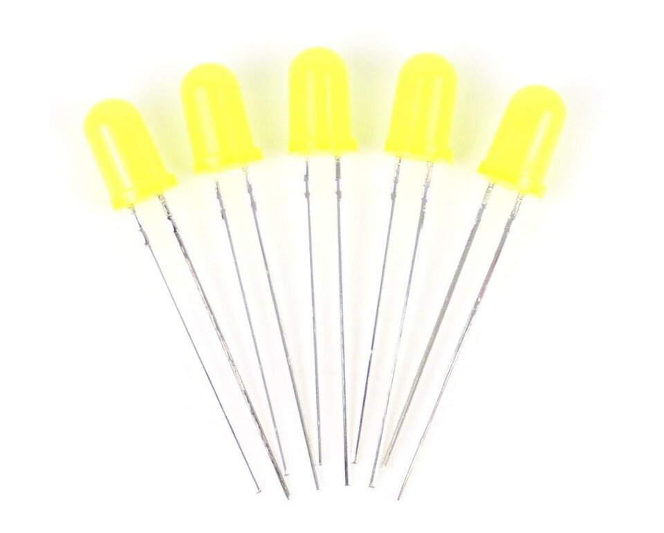 image 1 of Gaugemaster Electric Yellow 5mm 12v LEDs (5) - Use GM76 Resistors
