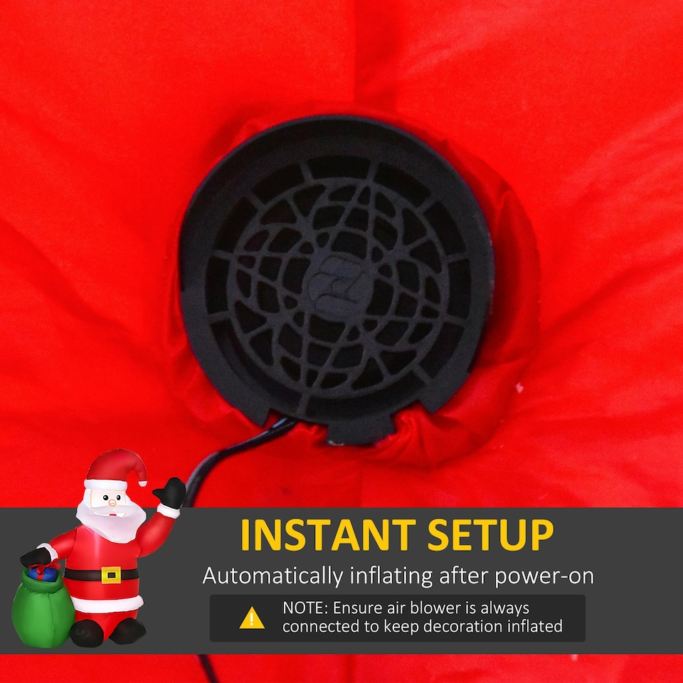 image 1 of HOMCOM 4ft Inflatable Christmas Santa Claus LED Lighted Yard Holiday for Lawn