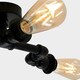 image 2 of ValueLights Industrial Steampunk Style 3 Way Satin Black Staggered Pipework Ceiling Light