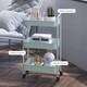 image 6 of HOMCOM 3-tier Storage Trolley on Wheels, Metal Storage Cart, Rolling Ultility Cart with 3 Mesh Baskets for Living Room, Kitchen, Light Blue