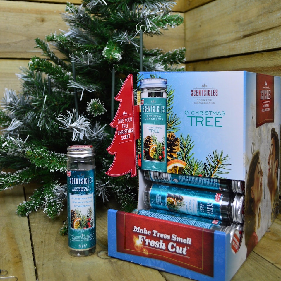 image 1 of 3 PACKS of 6 Scentsicles Scented Hanging Ornaments Sticks - O Christmas Tree