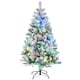image 1 of HOMCOM 4.5ft Prelit Snow Flocked Artificial Christmas Tree Xmas Tree with 150 Colourful or Warm White LED Lights  Green