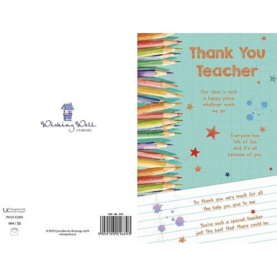 image 1 of Wishing Well Studio Thank You Teacher Card