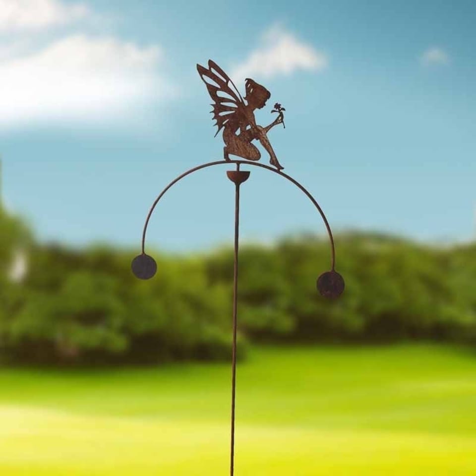 image 1 of Fairy Sitting Wind Rocker Double Bare Metal/Ready to Rust - Steel - W54 x H148.5 cm