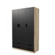 image 1 of 3 Door 4 Drawer Wardrobe With Hanging Rail And Storage Shelf | Brown | Oak Carcass & Black Door | 1