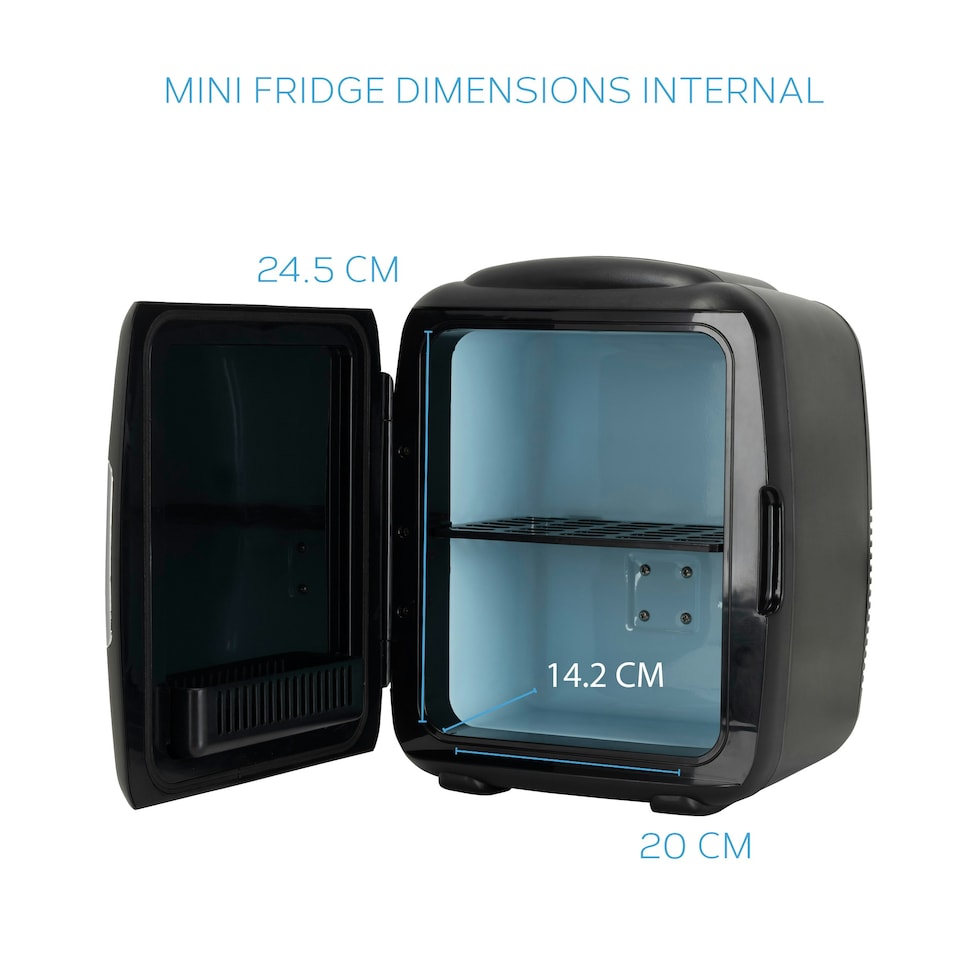 image 1 of MONCOOK Mini Fridge For Bedrooms - Small, Portable & Quiet Mini Fridges For Skincare, Medicine, Food & Drinks - Cooling & Warming Function- 9L - Black Mono