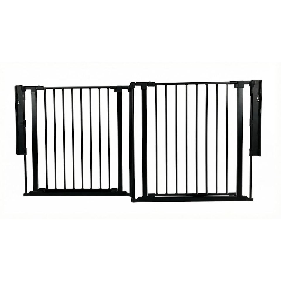 image 1 of Safetots Two Door Multi Panel Solution for Up and Down Staircases, Black, 187cm of length, includes 2 Door Opening Panels
