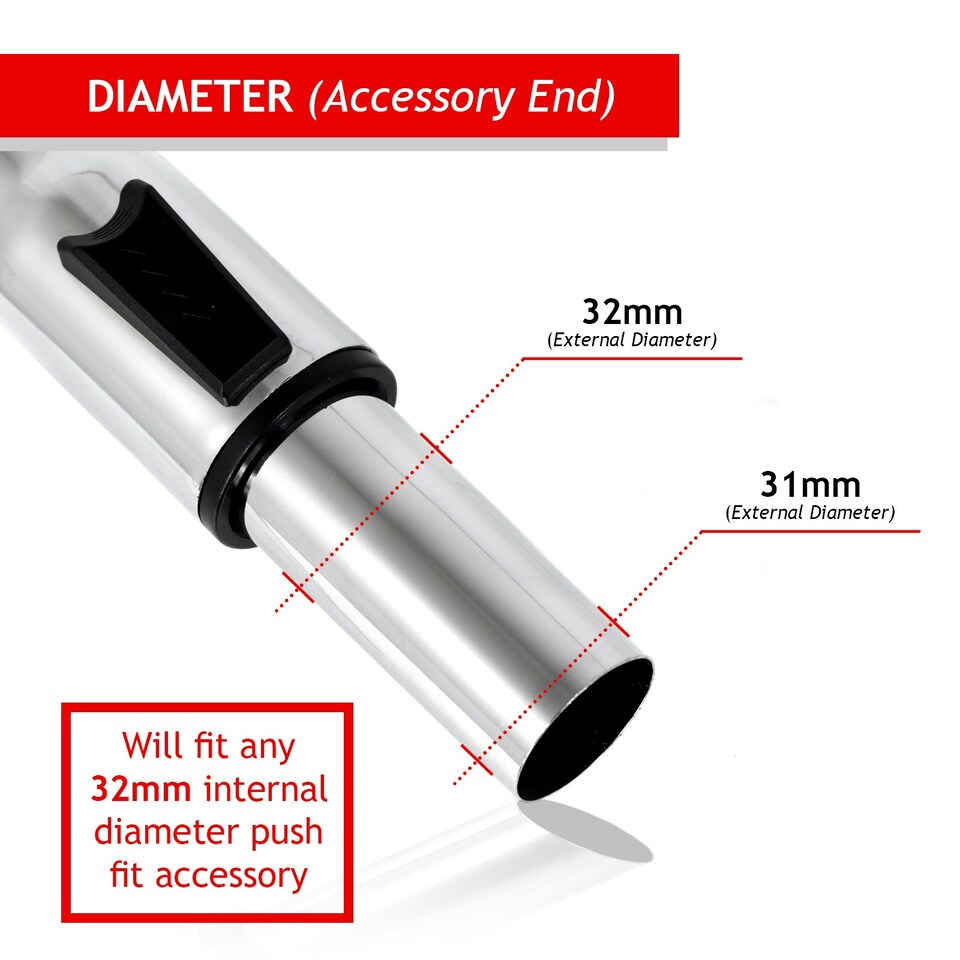 image 1 of SPARES2GO Universal Vacuum Cleaner Mini Tool Rod Kit Telescopic Tube Pipe Set 32mm