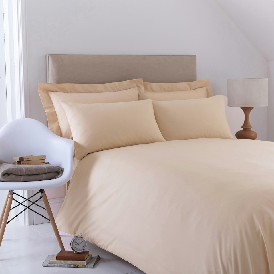 Charlotte Thomas Poetry Plain Dyed King Biscuit Duvet Cover Set - 228 x 218cm