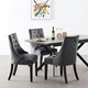 image 10 of Set of 4 Velvet Dining Chairs Ergonomic Scoop Knockerback & Button Tufted Wood Legs Grey | Dark Grey
