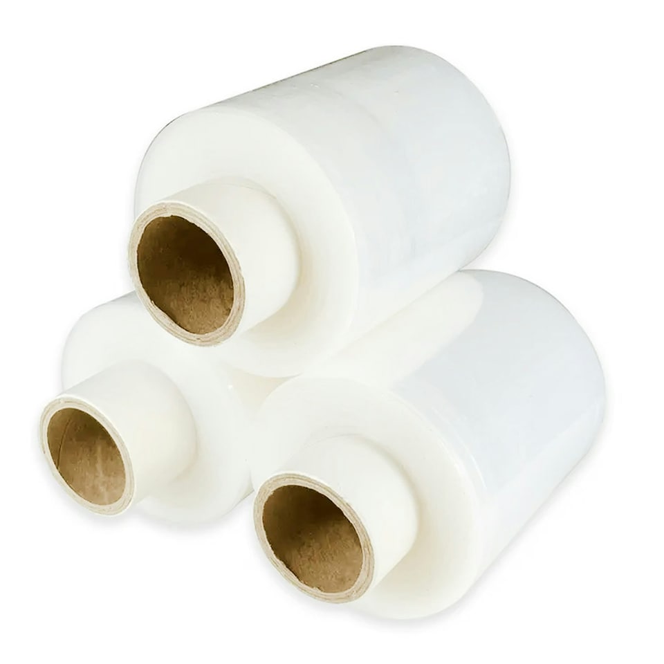 image 1 of 3 x Small Handy Size Clear Mini Waterproof 100mm x 150m Shrink Wrap Roll