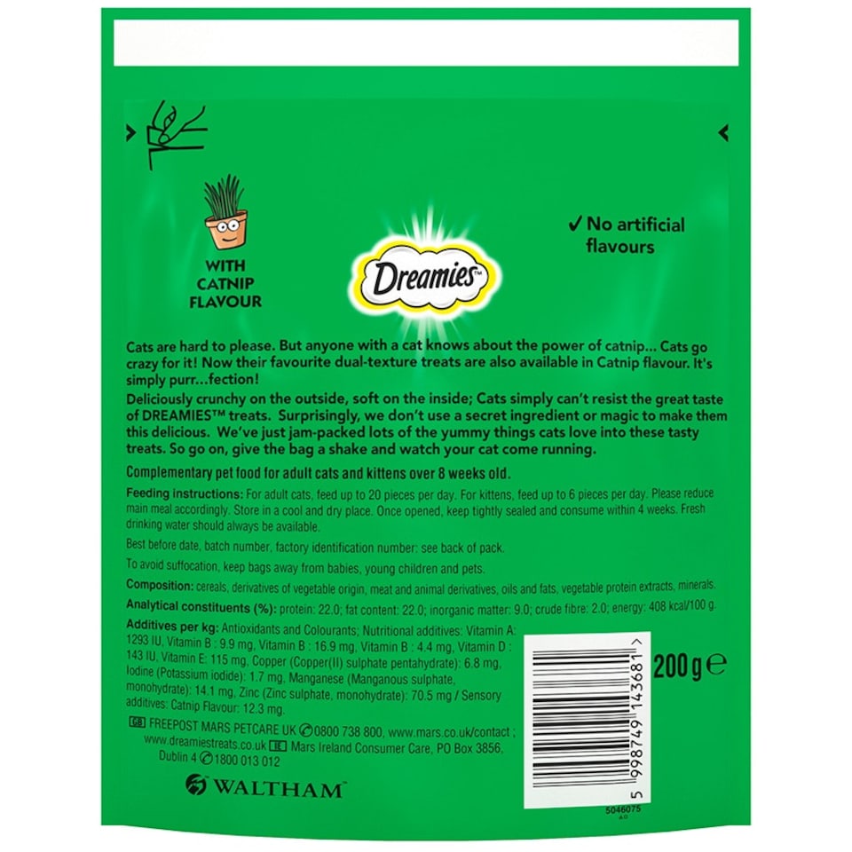 image 1 of Dreamies Cat Treats With Catnip 6 x 200g